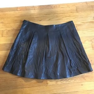 Pleated leather theory skirt